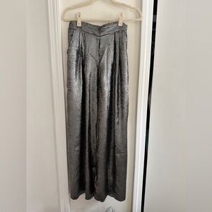 Francesca's Collections Metallic Silver Dress Pants